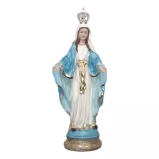 Imagem Nossa Senhora Das Graças Dourada 60cm Com Coroa Metal