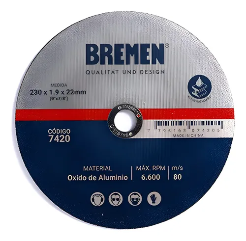 Disco Corte Amoladora Metal Bremen 230 X 1.9mm Caja 10u 7420 No Aplica