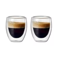 Pack 2 Vasos De Vidrio Doble Pared Té Café Sin Asa 350ml