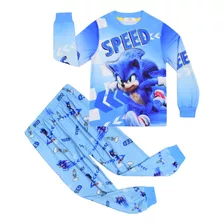 Pijama De Dibujos Animados De Camiseta Y Pantalones Sonic