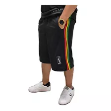 Bermuda Basquete Plus Size M10 Jamaica Reggae Preto Rasta