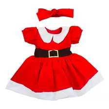 Vestido Para Menina Bebe Natal Mamae Noel Luxo Rodado C Laço
