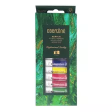 Kit Estuche Pintura Acrílica Obertone Tubo 12 Colores 12 Ml