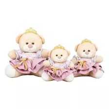 Trio De Ursinhas Princesa Rosê Para Nicho Decoração 3 Peças