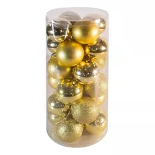 Set De 24 Esferas Navideñas Jardimanía, Plástico Color Dorado