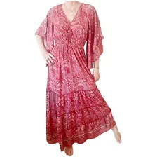 Vestido Indiano Em Seda Free Size Boho Importados 