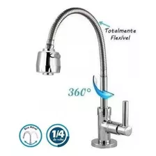 Torneira Cozinha Gourmet Bancada Flexível 1/4 Volta Slim Acabamento Sim Cor Cromado