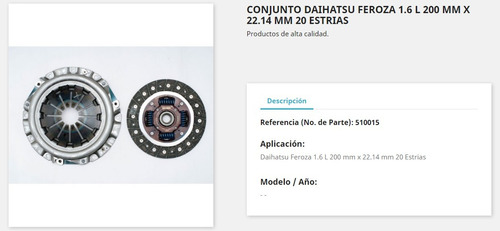 Conjunto Embrague Para Daihatsu Feroza 1.6  Foto 4