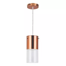 Luminária Pendente First Cobre Bronzearte E27 Vidro Cor Branco E Cobre Bivolt