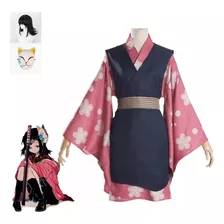 Nohle Juego De Kimono, Peluca Y Máscara De Makomo Para Cosplay De