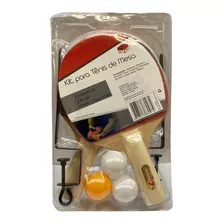 Kit Ping Pong Tênis De Mesa 2 Raquetes 3 Bolinhas Rede E Sup