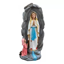 Nossa Senhora De Lourdes + Bernadete Na Gruta Resina - 30cm