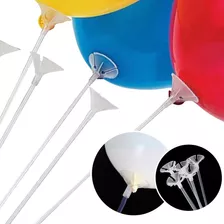 Kit 50 Varetas 30cm Com Suporte Pega Balão Transparente