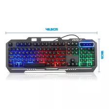 Teclado Gamer Briwax Ba-542 Qwerty Português Portugal Cor Preto Com Luz Rgb