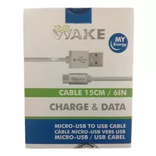 Cable Wake Micro Usb Plateado Nylon 15 Cm Tienda Virtual