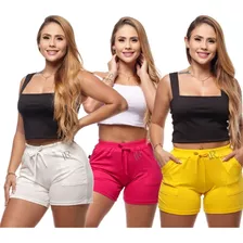 Shortinhos Femininos Curto Academia Malha Premium C/ Bolso 