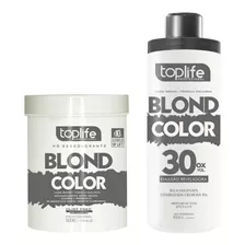 Kit Pó Descolorante Blond White + Ox 30 Volumes Toplife