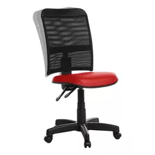 Cadeira De Escritório Ergonômica Em Tela Rj Cor Vermelho