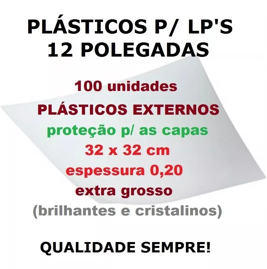 100 Plásticos P/ Capa De Lp Discos Vinil - 0,20 Extra Grosso