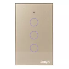 Interruptor Inteligente Touch 3 Botões Com Alexa Haiz Hz-ws3 Cor Dourado