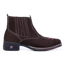 Bota Country Botina Texana Feminina Couro Bico Quadrado Cano