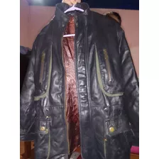 Campera Larga De Cuero Negra De Nena 