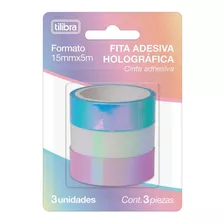 Fita Adesiva Holográfica 15mmx5m, Tilibra, 3 Unidades