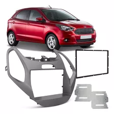 Moldura Painel 2 Din Ford Ka Hatch E Sedan - Cor Cinza