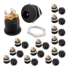 10x Conector Jack Pino Painel J4 Femea C/ Rosca Pedais 