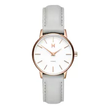 Reloj Pulsera Mvmt Avenue D-ma01-rggr De Cuerpo Color Blanco, Analógica, Para Mujer, Con Correa De Cuero Color Blanco, Bisel Color Blanco Y Hebilla Simple