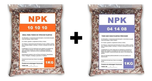 Kit Adubo Fertilizante Npk 10 10 10 + 04 14 08 - 1kg Cada
