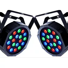 Kit 2 Par Led 64 18 Leds Slim Canhão Refletor Strobo Rgb Dmx