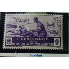 Estampilla Italia 1934 M. Valor Militar Sw 469 2.75+2 Liras