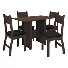 Juego De Comedor Mesa Y 4 Sillas Madera Mdf Tapizado Diseño De La Tela De Las Sillas Liso