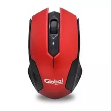 Mouse Óptico Ergonómico Usb Global Scroll Blister Rojo