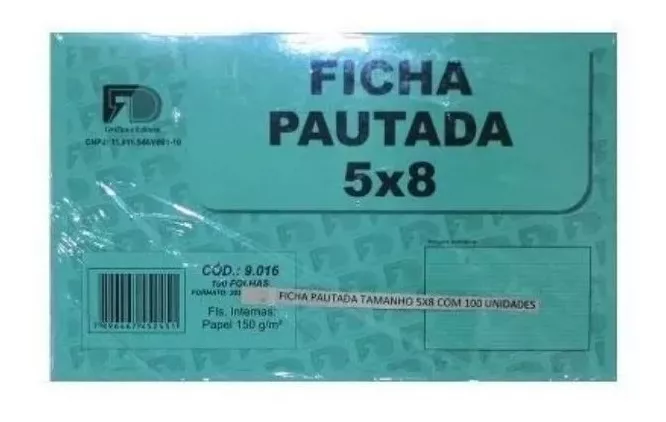 Ficha Pautada Tamanho 5x8 Branco C/100 Unidades