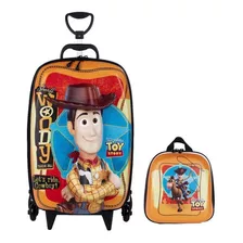 Mochila Escolar De Rodinhas Toy Story Woody 3d Maxtoy Cor Laranja