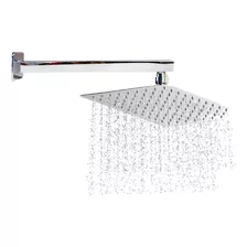 Kit Ducha Inox 30x30 Cm + Cano 35 Cm Quadrada Cor Cinza