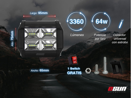 Jgo Faros 48w Led Autos/moto/4x4/camion Luz Normal+estrobo Foto 2