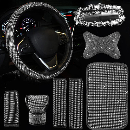 Funda De Volante De Coche Con Forma De Diamante Completo, Re Foto 3