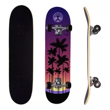 Skate Montado Completo Street Semi Profissional Pro-1 Maple Roxo Sunset Beach 100kg Life Dreams