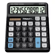 Calculadora De Mesa Truly 873-12 Dígitos Pilha A A A E Sola Cor Preta