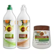Kit Shapoo E Condicionador Mascara Coconut Oli 900g Fattore