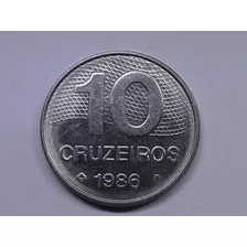 Moeda Brasil 10 Cruzeiros 1986 Aço Inox S / Xf