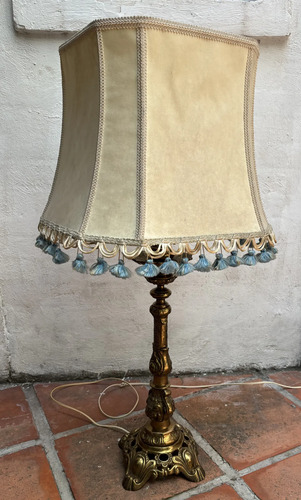 Lámpara De Mesa Antigua Estilo Clásico Bronce Sólido Dorado Oscuro Crema