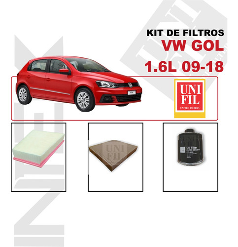 Kit De Filtros Vw Gol 1.6l 2009-10-11-12-13-14-15-2016-17-18 Foto 2