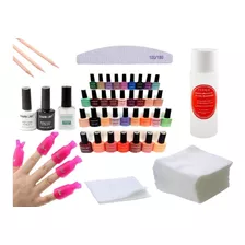 Kit Esmaltes Semipermanente + Kit Removedor Primer Base Top