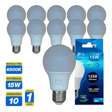 Kit 10 Lâmpada Led E27 15w Residencial Casa E Comercio Cor Da Luz Branco-frio 110v/220v