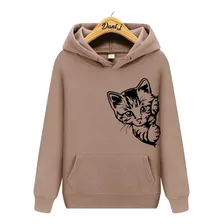 Moleton Feminino Gatinho Blusa De Frio Fofo Gato Cantinho