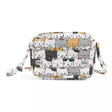 Bolsa Gatitos Cute Cats Hello Allover Blanco Crossbody